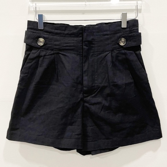 Aaron & Amber Black High Waist Button Waist Cotton Shorts Medium - Picture 1 of 11
